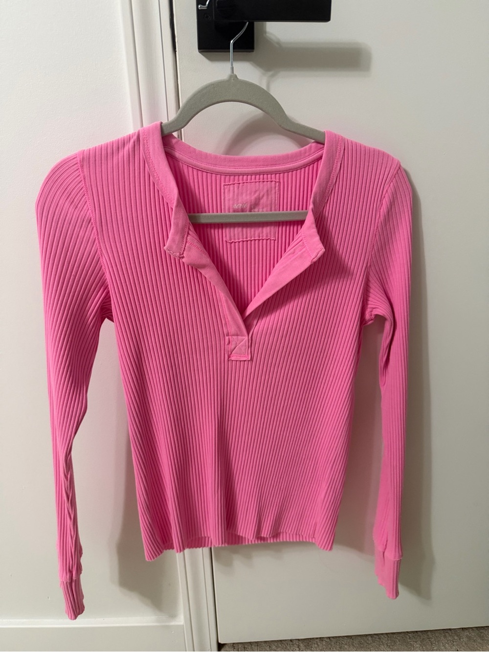 Ribbed Pink Long-Sleeve Aerie Top